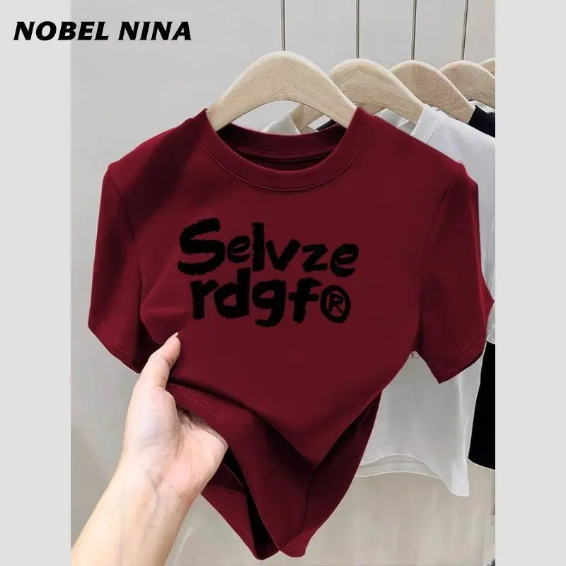 Trang Phục Dopamine, Áo Cropped Mỏng Bó Sát Eo, Áo Ngắn Tay, Thiết Kế Đẹp, Áo Phông Vai ngắn Tay Độc Đáo Thích Hợp Cho Phụ Nữ, Hàng Mới Về, Mùa Hè 2025 Cổ Tròn Women Top