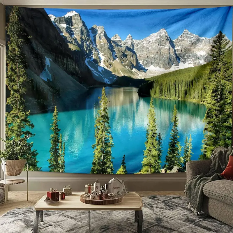 Landscape Pattern Tapestry, Nature Landscape Tapestry, Wall Hanging Tapestry, Wall Art for Home Living Room Bedroom Office Decoration 2