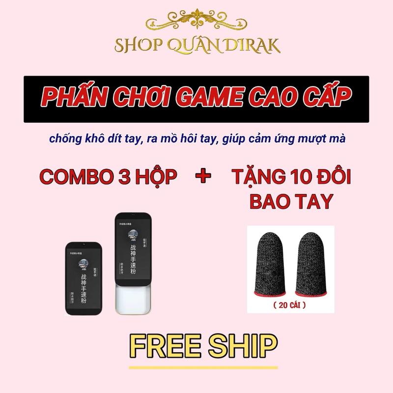 [MUA 3 TẶNG 10] Combo 3 Hộp Phấn Chơi Game Bản Luxury Loại 1 (Quân Dirak) Tặng 10 Đôi Bao Tay Gaming Giúp Cảm Ứng Xử Lý Skill Mượt Mà