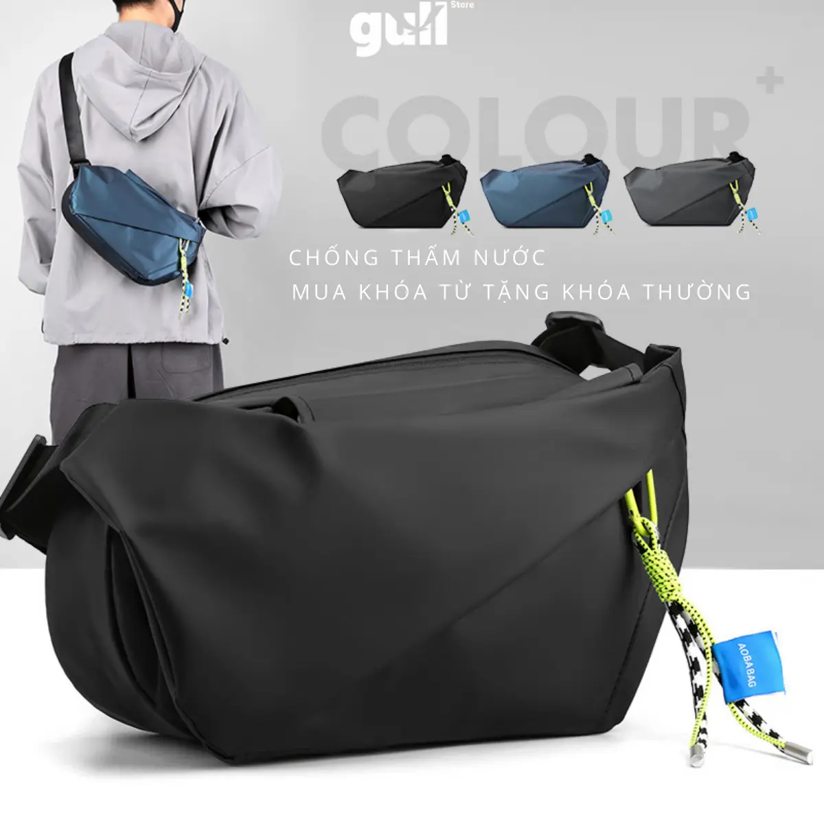 Túi đeo chéo nam mới hợp thời trang, túi đeo vai cho nam da chống nước, túi nam đẹp nhiều ngăn đựng đồ Bag