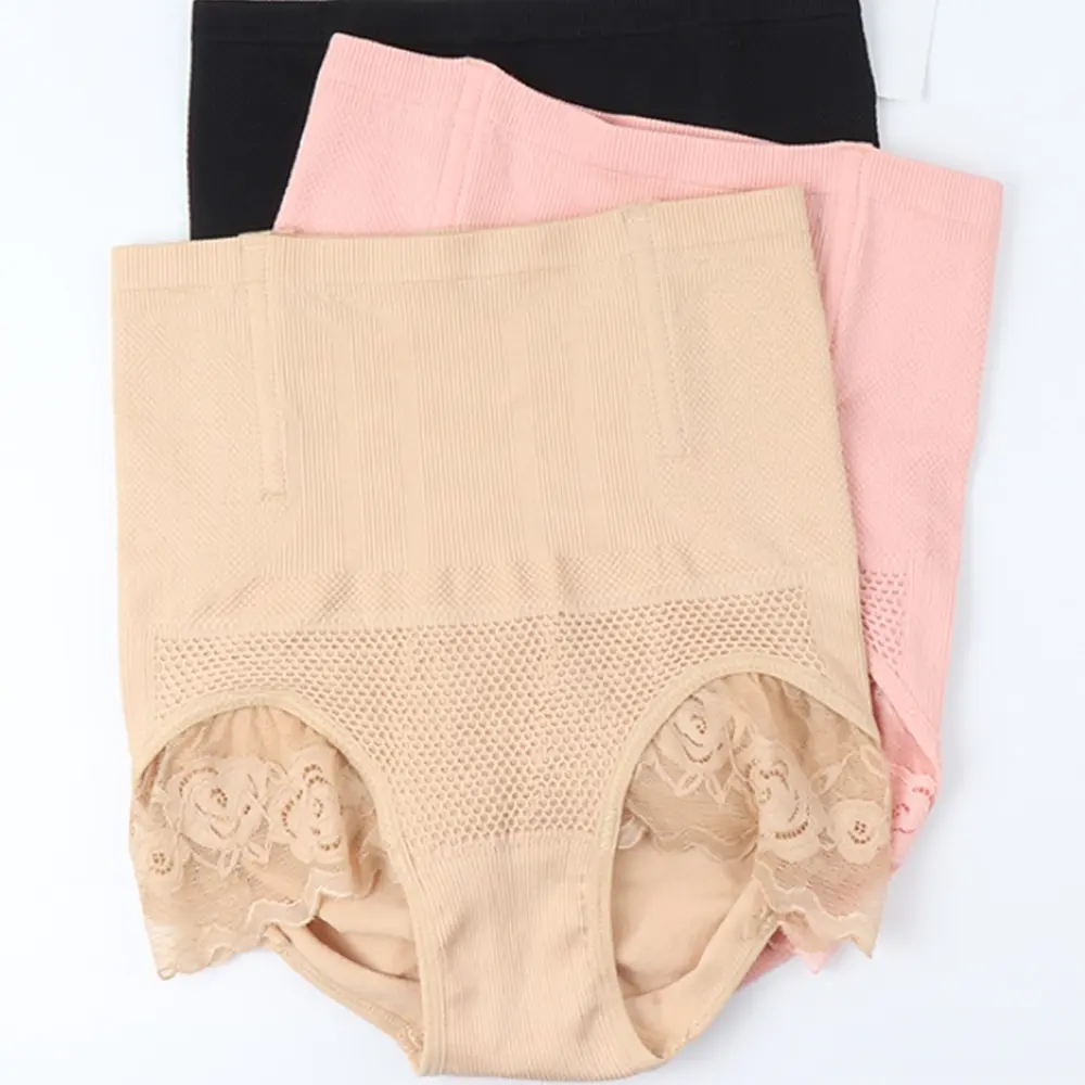 pilihuo【COD】 Quần Lót Cạp Cao, Đồ Quần Áo Nữ Mềm Mại, Thanh Lịch, Liền Mạch, Thoải Mái, Quần Lót Ren, Thân Thiện Với Làn Da, Cạp Thon, Thoáng Khí, Thích Hợp Cho Phụ Nữ