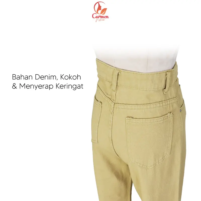 Kulot Jeans High Waist Wanita Celana Panjang Denim Fashion CF P529 Biru Muda 4