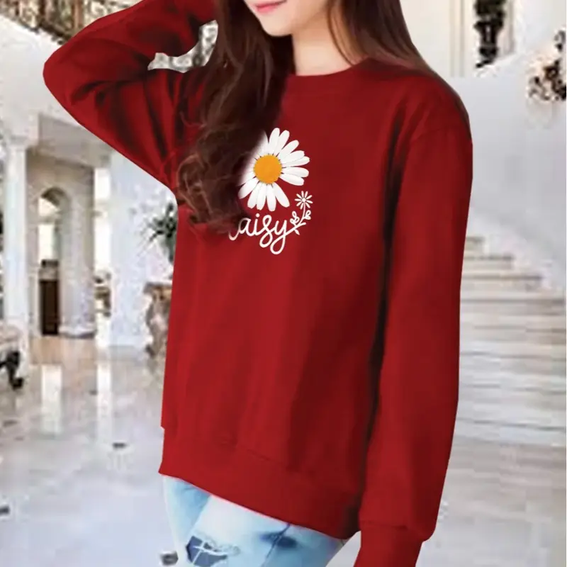 Kaos Wanita Lengan Panjang / Atasan Cewek  Babyterry Flowers Sablon 3