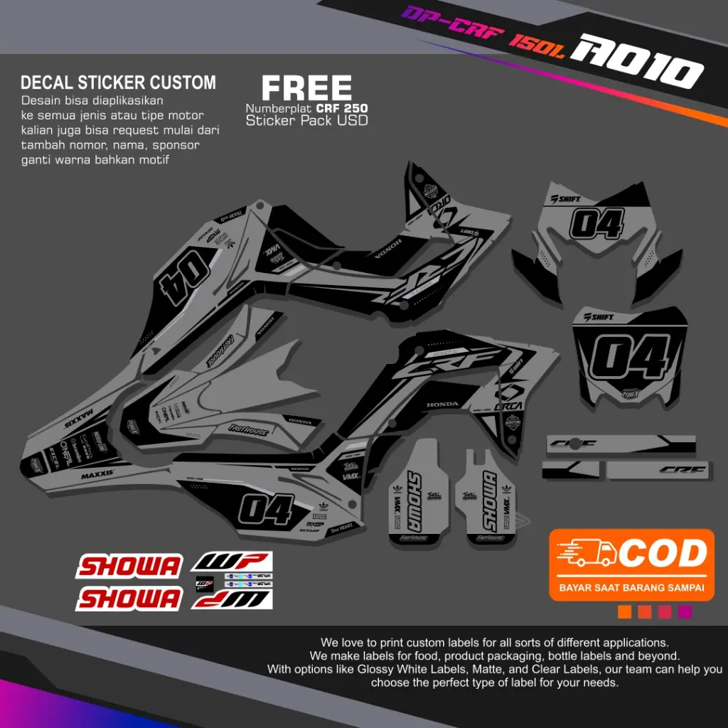 Decal Crf 150L Sticker Crf Decal Fullbody Crf Lis Honda Crf Supermoto Trail Enduro Racing Keren Viral Kode A010 Motorcycle