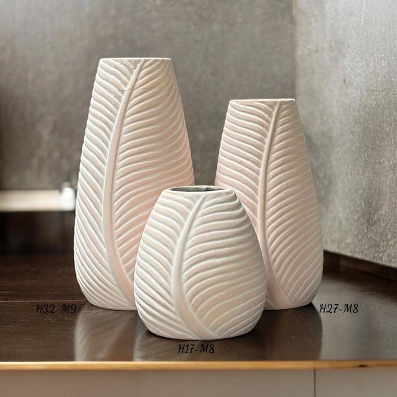 Set 3 bình cắm hoa gốm sứ men rustic mẫu lọ lá decor Bát Tràng (bán lẻ set)