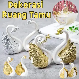 Berma Baby Sepasang Angsa Gold / Silver Flaminggo Hiasan / Perlengkapan Pernikahan / Luxury Decoration Living Room / Pajangan Patung Romantis Mewah / Interior Emas Dan Perak Pernikahan / Perlengkapan Pesta