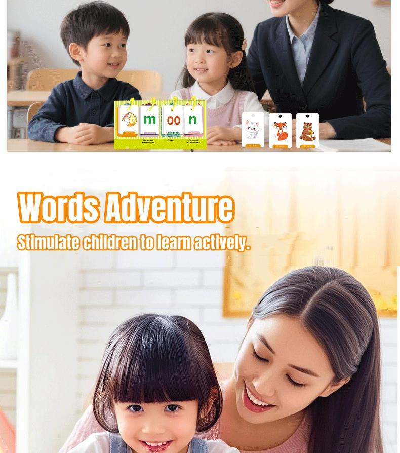 129Pcs Phonics English Flash Card CVC Words Vowel Consonant Desk ...