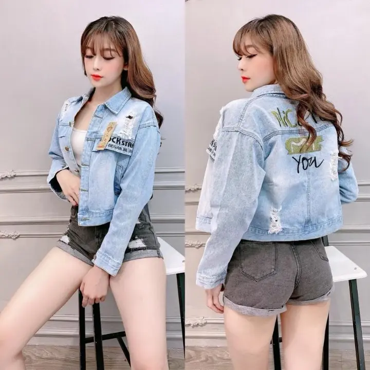 [TIK] Áo khoác nữ jean Thêu Chữ Nice To You bao chất xinh xinh-A3131 0