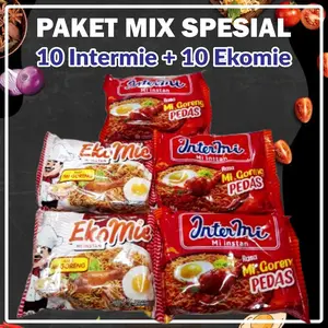 MIX INTERMIE PEDAS 10 + 10 EKOMIE MIE INSTAN NIKMAT HARGA GROSIR