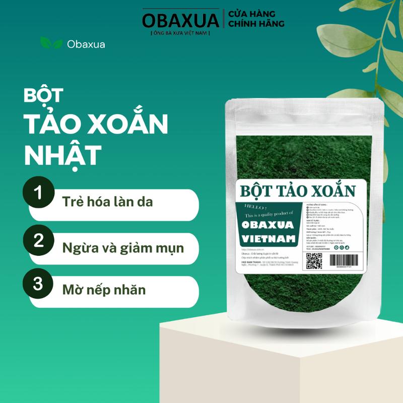 Bột Tảo xoắn đắp mặt nạ OBAXUA size 75gr, nguyên chất - mặt nạ giúp trẻ hóa da, mờ nhăn, ngừa mụn