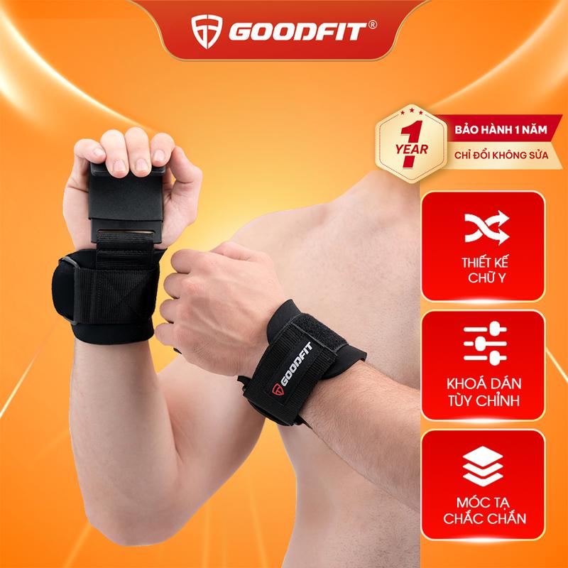 (1 ĐÔI) Dây quấn cổ tay có móc nâng tạ GoodFit GF732LS tập thể dục, tập Gym, đu xà đơn