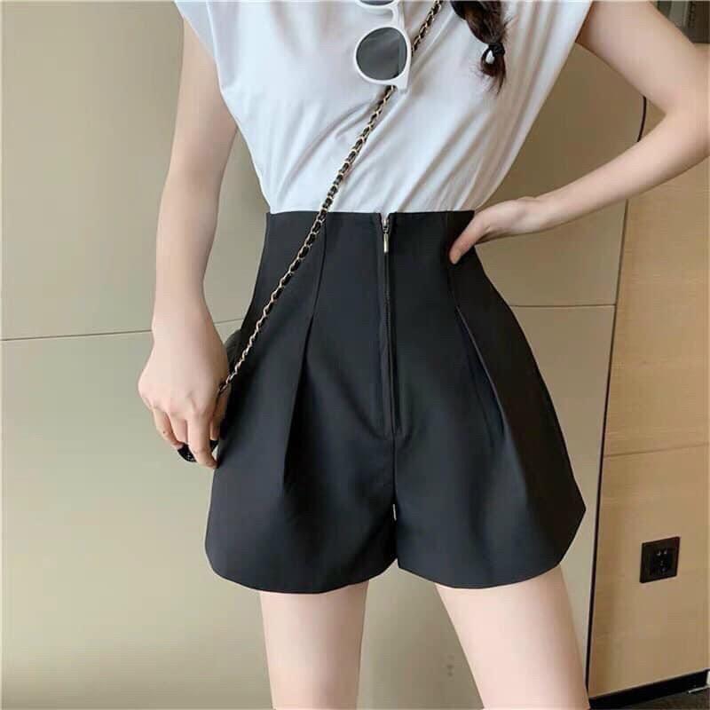 Mã 16 Quần short nữ cạp liền siêu cao quần đùi nữ khóa đồng chất tuyết mưa đẹp thời trang