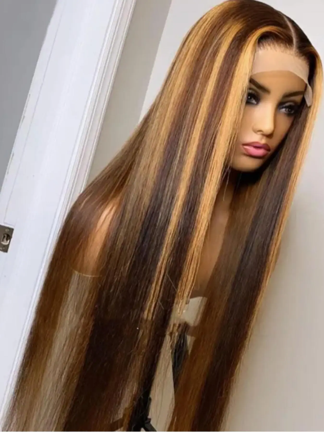 30 Inch Mixed Color Long Straight Wigs for Women, 2024 New Trendy Gorgeous Fluffy Wigs without Bangs, Synthetic Lace Front Wigs for Party, Daily Use, Ideal Gift for Women