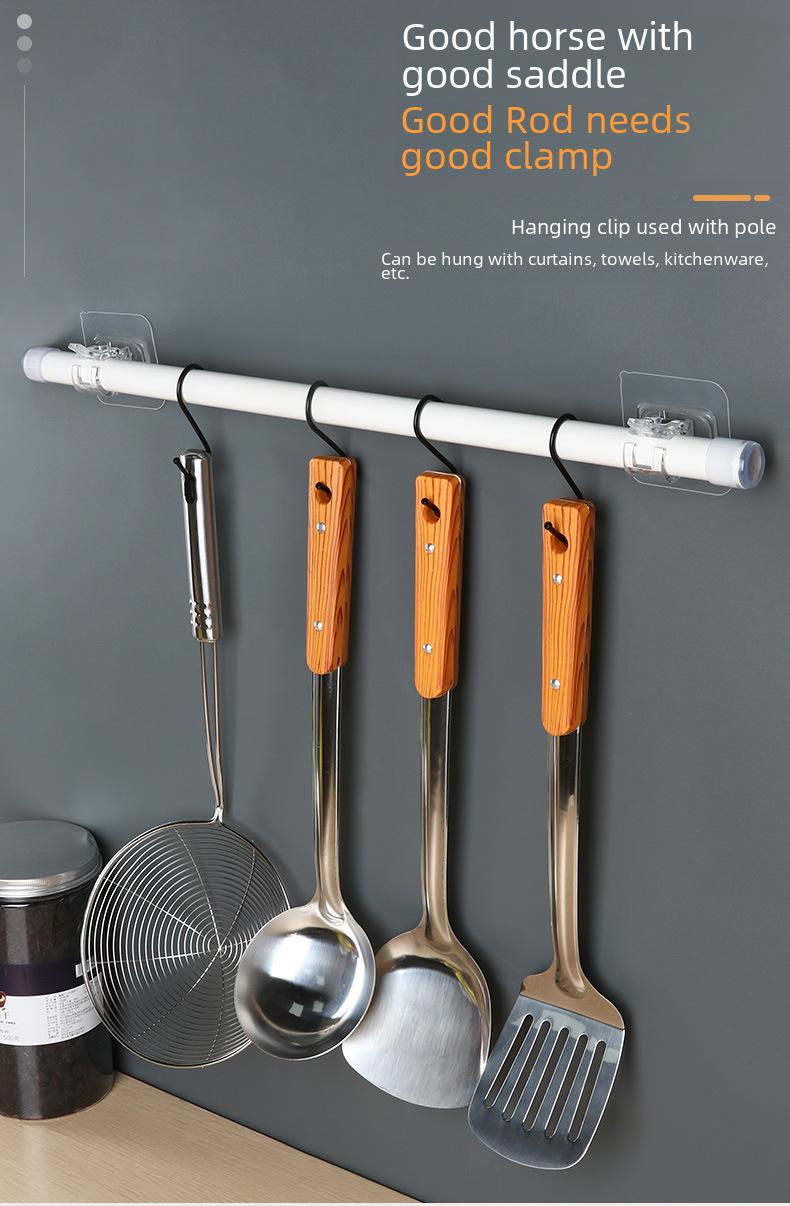 Product Introduction of Cangkuk Batang Langsir, Pemegang Klip Batang Langsir Tingkap, Pemegang Pelekat Tanpa Tebuk, Klip untuk Bar Silang, Sesuai untuk Batang Teleskopik Langsir, Cangkuk Melekit, Tiada Penggerudian Lubang Diperlukan.Bar Mendatar, Boleh Diperbetulkan dengan Mudah 1