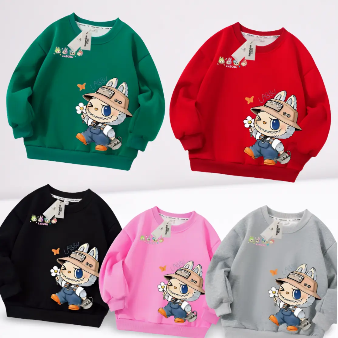 Áo Nỉ 10-30kg In Hình Labubu Cho Bé Trai Và Bé Gái Chất Nỉ Tầu Mềm Mịn Ấm Áp aohoodie  chobetrai áo  hoodie
