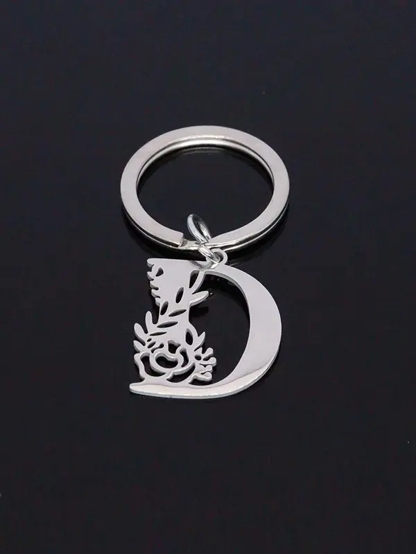Stainless Steel Letter Design Keychain, Fashionable Keychain for Men & Women, Durable Metal Bag & Car Key Accessory 3