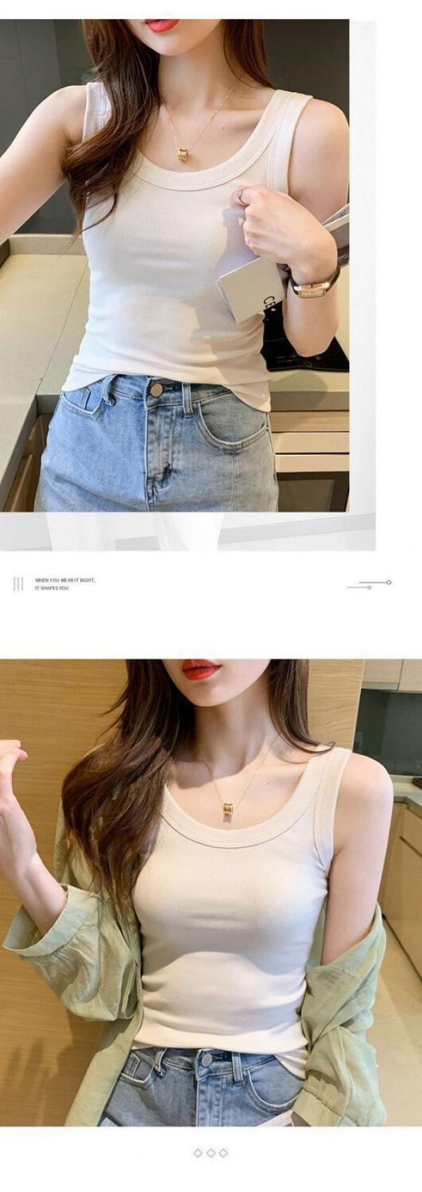 Product Introduction of Popular Versatile Anti-Exposure Sleeveless Inner Match Bottoming Camisole Women'S Summer Slim Fit Slimming Outside Wear Korean Style 5