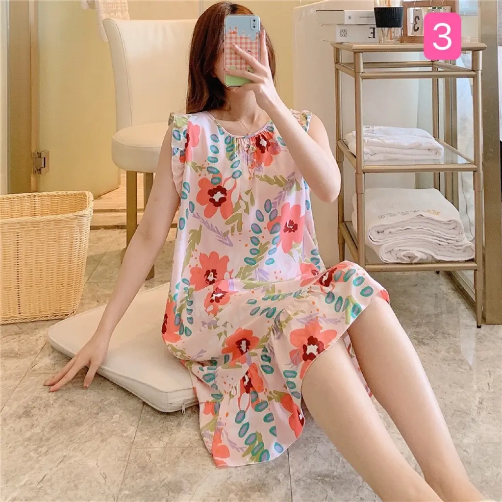 Váy đầm ngủ lanh lụa cotton tự nhiên thoáng mất thấm hút mồ hôi (Mã BT25)