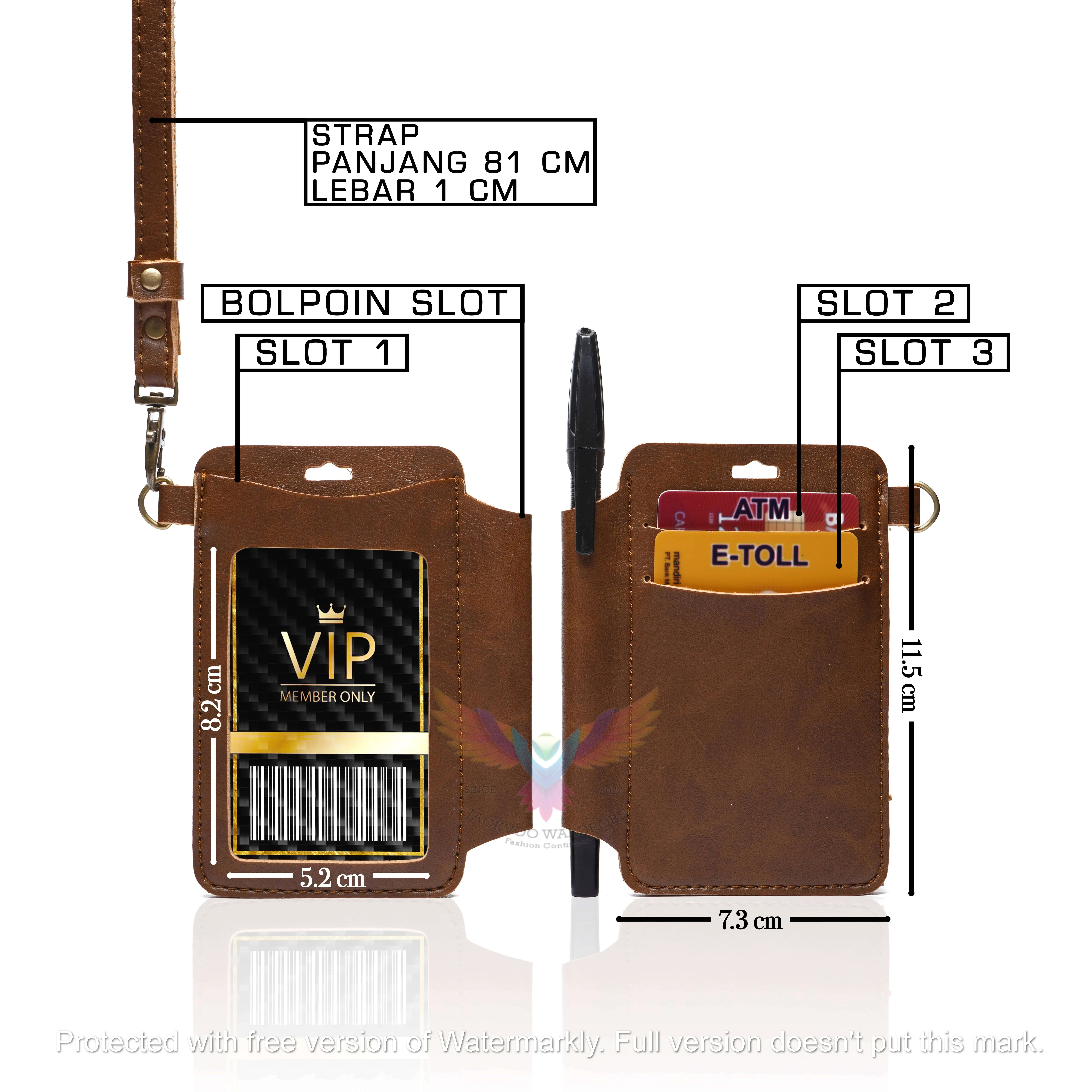 KUWERA - LANYARD ID CARD KULIT MULTIFUNGSI 3 SLOT KARTU