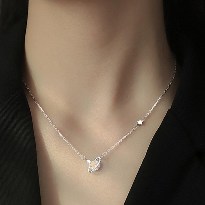 Product Introduction of Vòng Cổ Mặt Dây Chuyền Hành Tinh, Thiết Kế Thanh Lịch Giống Cổ Tích Độc Đáo Bầu Trời Đầy Sao Phong Cách Ngầu Đơn Giản, Dây Chuyền Xương Đòn Ngôi Sao Năm Cánh 2