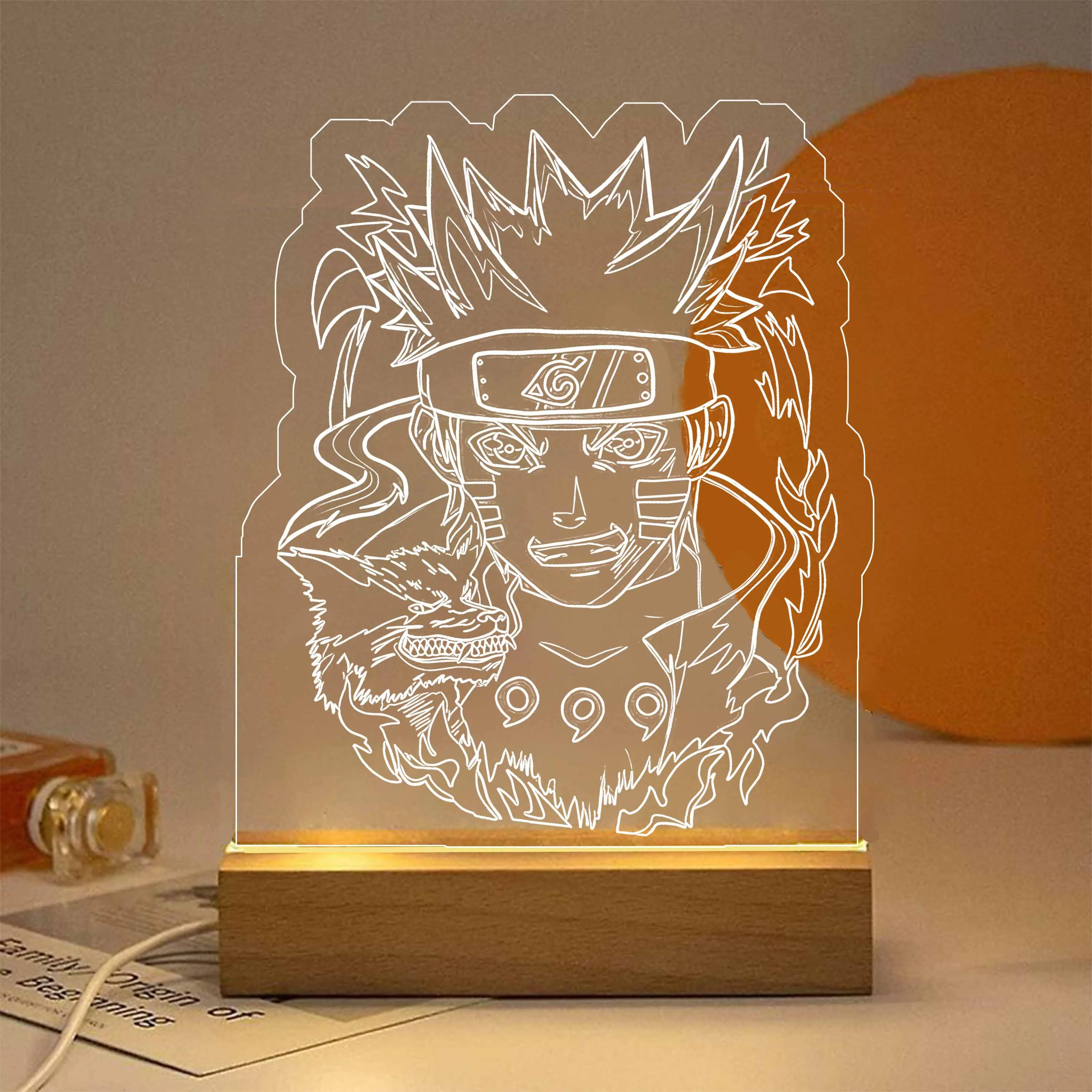 Lampu hias ukiran akrilik Naruto