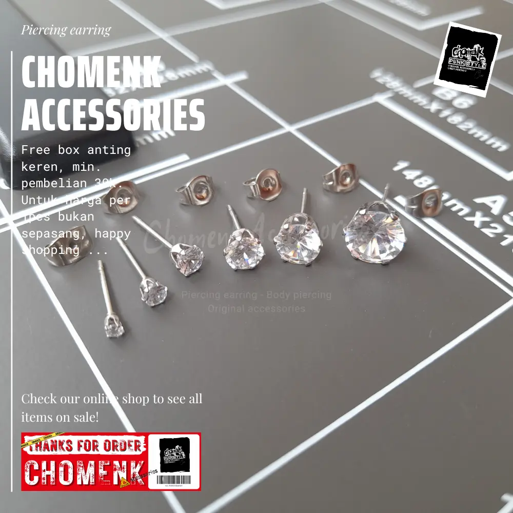 ANTING TINDIK PRIA WANITA DIAMOND TITANIUM ZICRON 1PCS