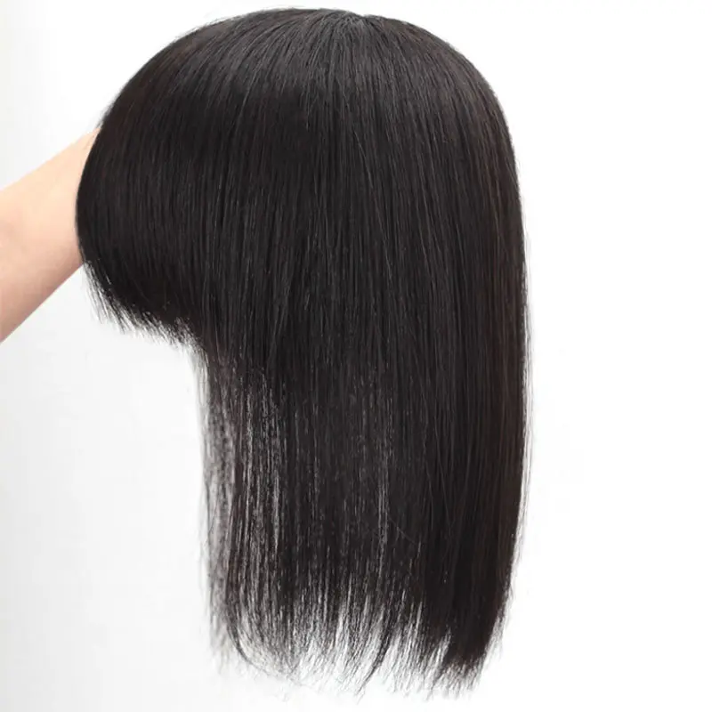 12*13cm 100% Human Hair Piece Black And Dark Brown Hair Topper Hair Replacement Cover White Hair Breathable And Lightweight Wig Increase Hair Volume For Woman