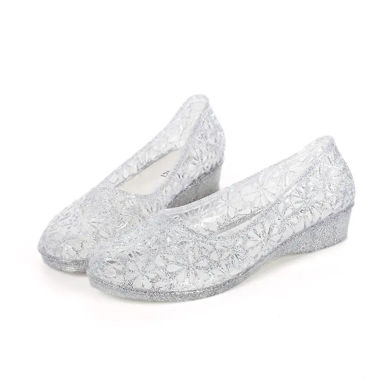 Crystal Jelly flat sandals for women-new summer anti-slip beach shoes