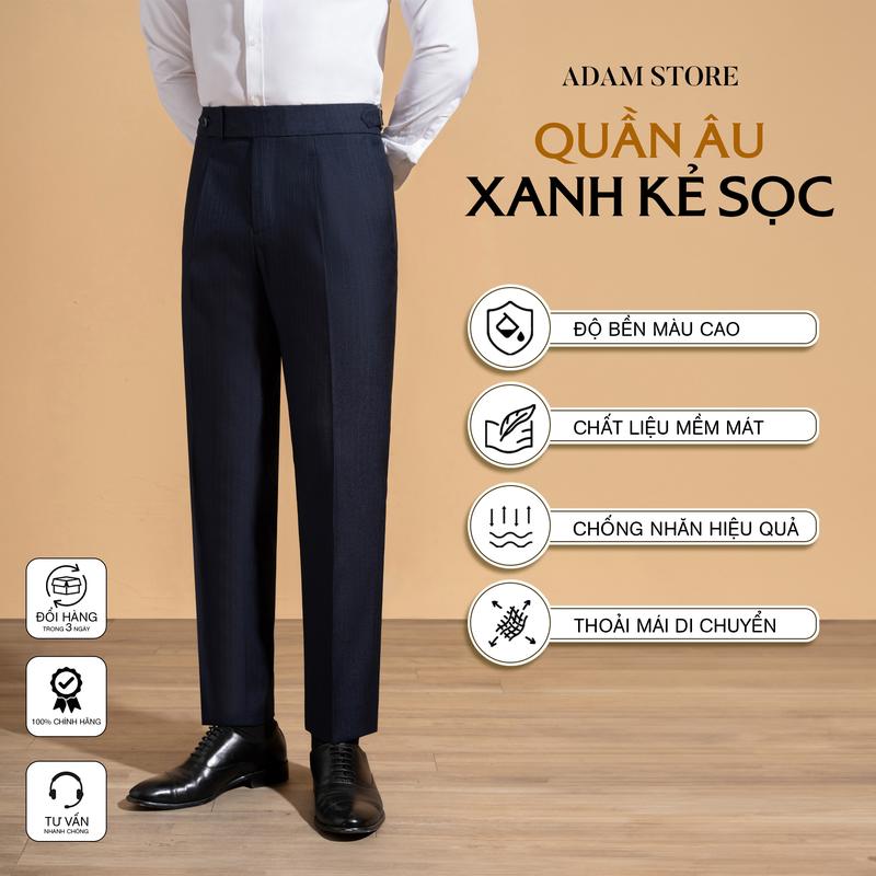 QUẦN ÂU XANH KẺ SỌC ADAM STORE Q377K1