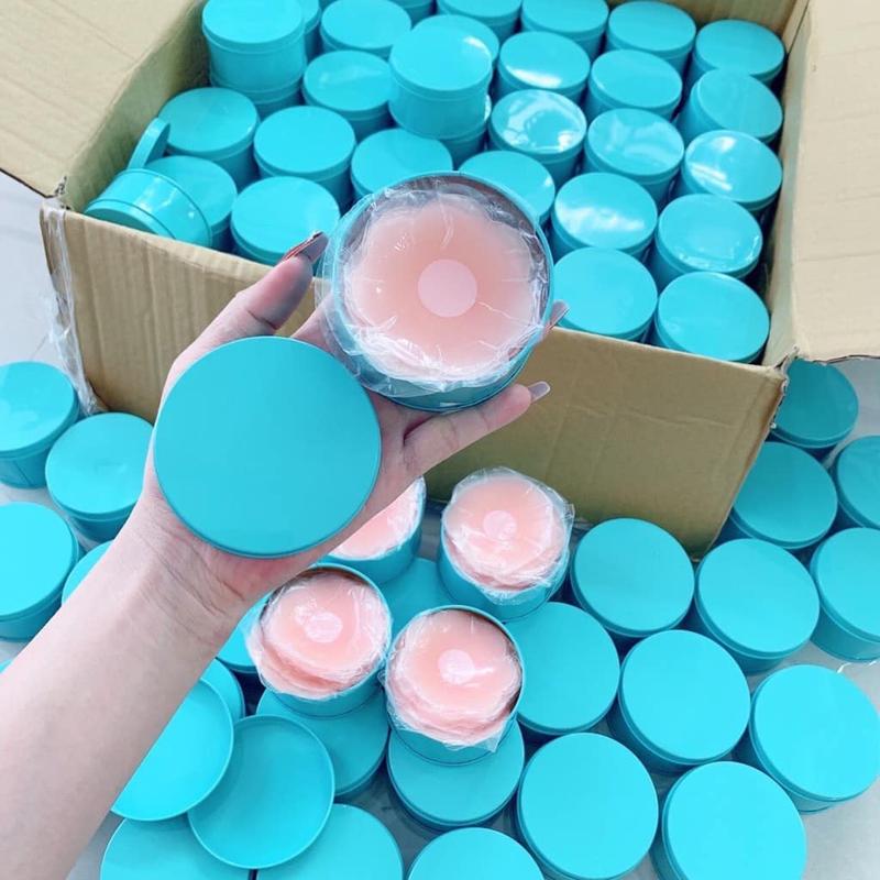 Combo 50 miếng dán ngực silicon 5 HỘP xanh sillicon vòng tròn màu hồng