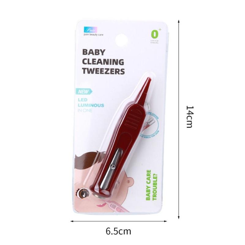 faninfan Clean Ear Nose Navel LED Light Baby Dig Booger Clips Plastic Infants Nose Safe Tweezers Cleaning Tweezer 3