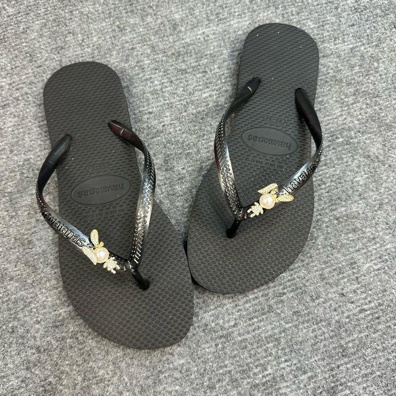 Dép Xỏ Ngón Màu Đen Mix Charm Mini- Mộng Cầm Dép Xinh (Đặt Đúng Size) Shoes GiàY DéP Nữ 3