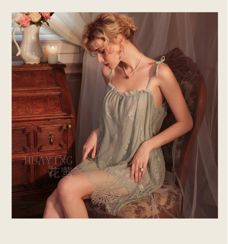 Product Introduction of Women Lace Nightgowns Spring Summer Lady Sling Homewear Sleeveless Sleepwear Female Pajama Dresses 13