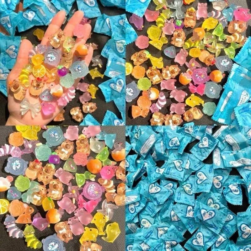  Combo 50 100 túi mù tự xé phản quang size mini 1-3cm mix mẫu lộn xộn ngẫu nhiên 