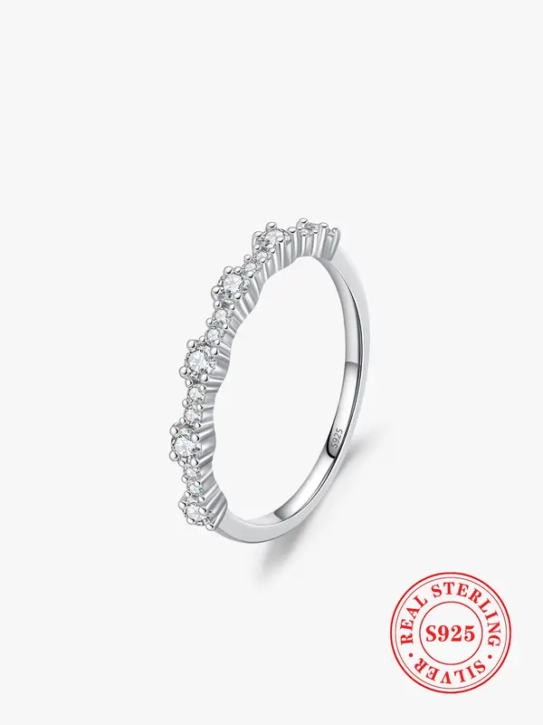 S925 Sterling Silver Oval Shaped Artificial Zircon Ring, Fashion Accessories for Women & Girls, Trendy All-match & Exquisite Jewelry for Birthday Gift 0