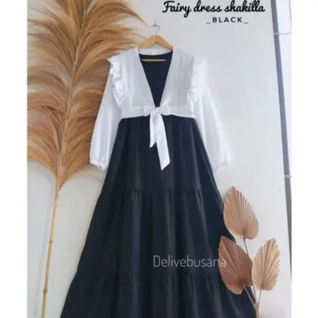 shakila dress wanita termurah bahan moscrape Gamis