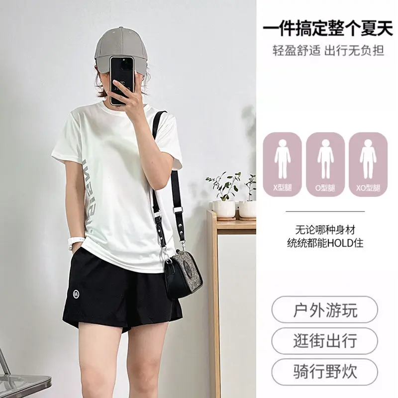 Bộ Đồ Thể Thao, Ngoại Cỡ, Dáng Rộng Rãi Và Mỏng, Hàng Mới Về Mùa Hè, Dành Cho Phụ Nữ, Thoáng Khí Và Nhanh Khô, Thích Hợp Chạy Bộ, Áo Phông Ngắn Tay Và Quần Đùi, Bộ Hai Mảnh 3