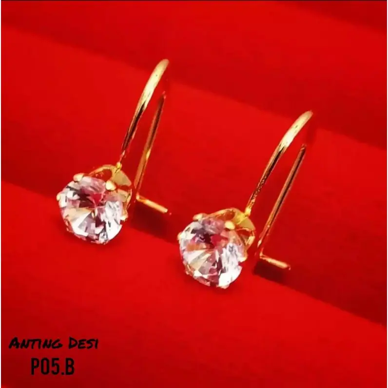 Anting Desi TITANIUM permata simple Gold anti karat & anti luntur home acesoris
