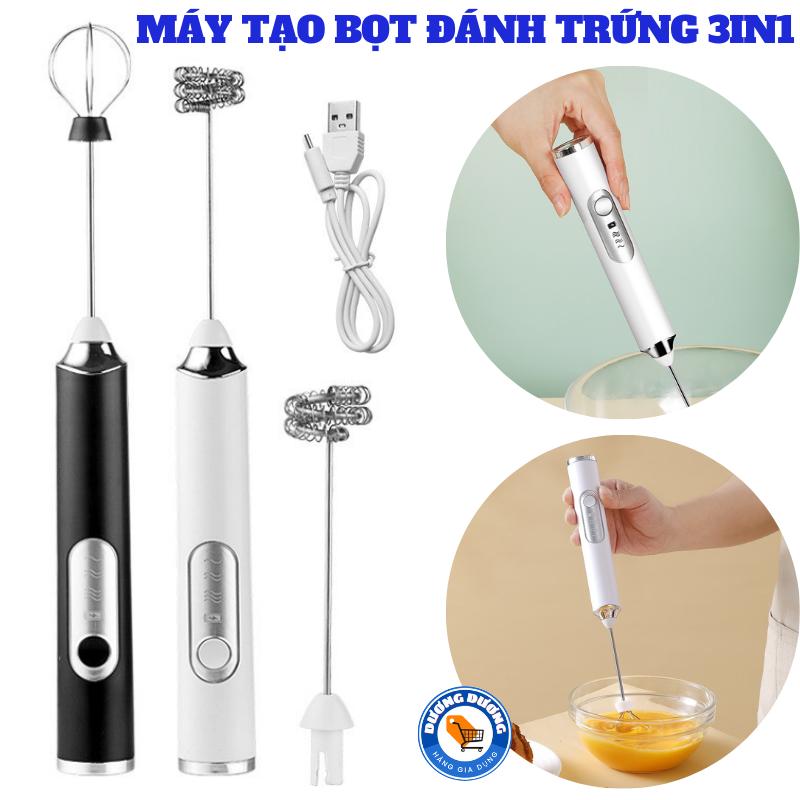 Máy Đánh Trứng , Đánh Sữa Tự Động - Máy Tạo Bọt Cafe Cầm Tay Với 3 Tốc Độ Nhỏ Gọn Tiện Lợi Kèm Cáp Sạc USB - Máy Khuấy Pha Cafe Tạo Bọt Mini Máy Đánh Bọt