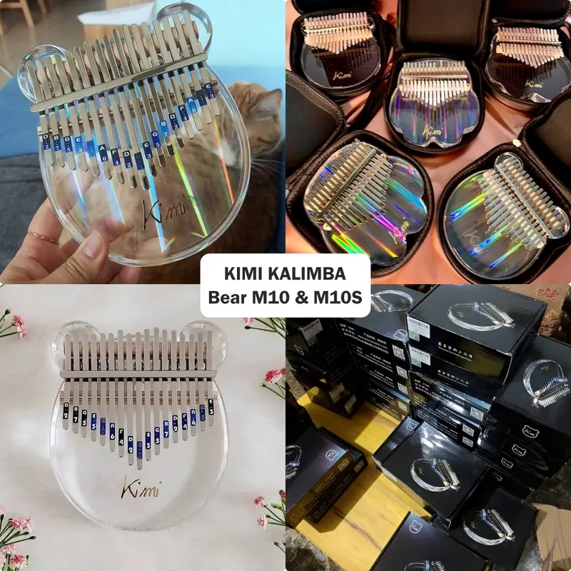KIMI Beruang Kalimba 17 Kunci | Kimi Kalimba Akrilik Bear M10 Clear Rainbow dilengkapi Hardcase BONUS MATERI 5