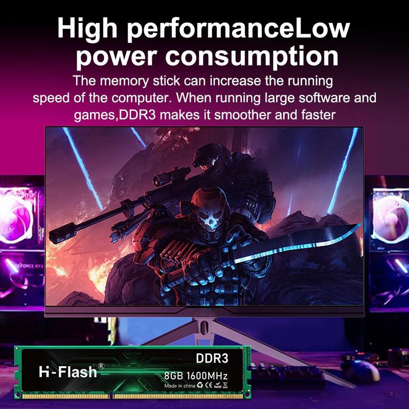 H-Flash DDR3 U-DIMM Desktop RAM, 8GB 1600MHz High-speed Memory Module, Compatible with Desktops, Laptops & Other Devices 3