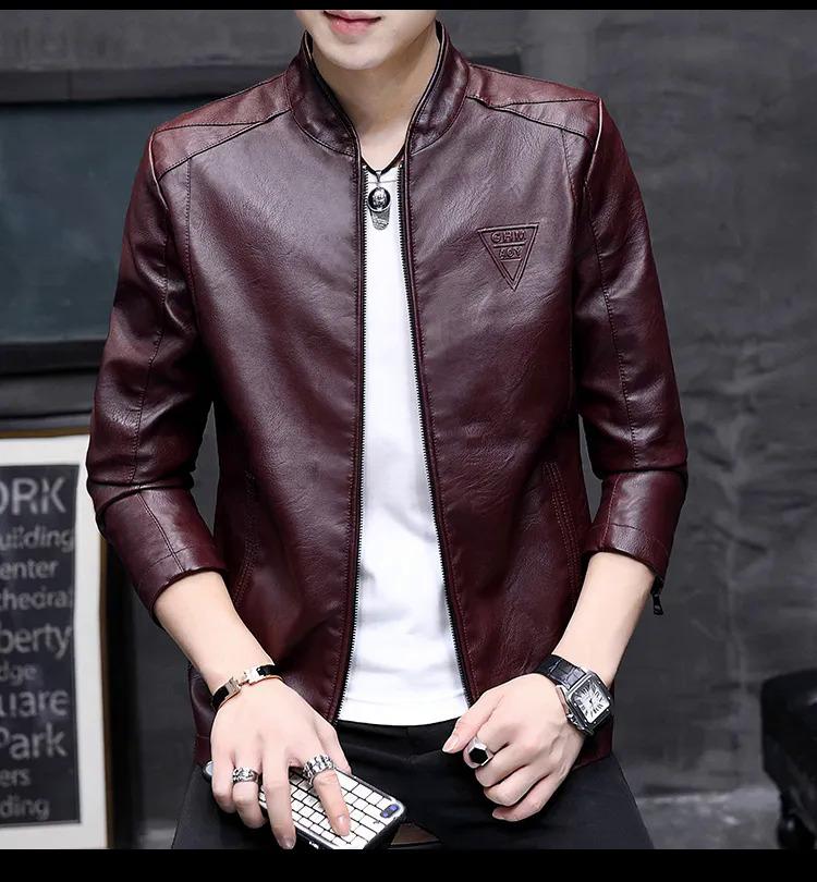Product Introduction of Jaket kulit lelaki, bahagian nipis, gaya Korea, koleksi musim bunga dan musim luruh baharu 2021 20