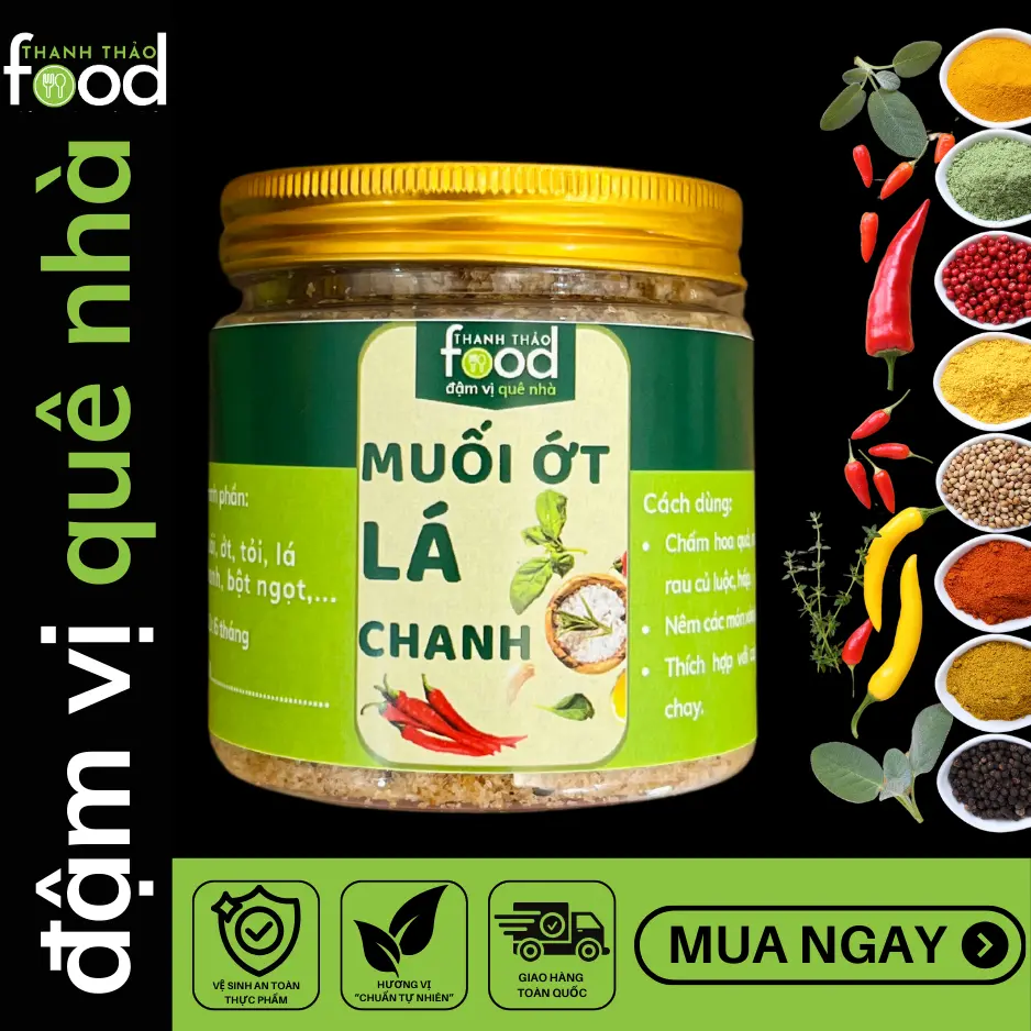 [TTFOOD] Muối ớt lá chanh nhà làm Thanh Thảo Foods gia vị chấm hoa quả thơm ngon