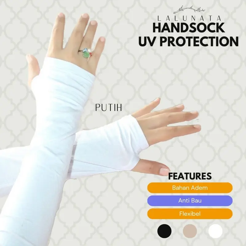 Manset Tangan Handsock Sarung Lengan Panjang Lubang Jempol Panjang Polos Anti Sinar UV By Lalunata 0