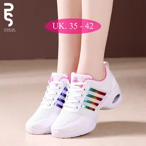 RAINBOW - Sepatu Dansa / Tari Menari Lentur Putih Hak Woman Wanita