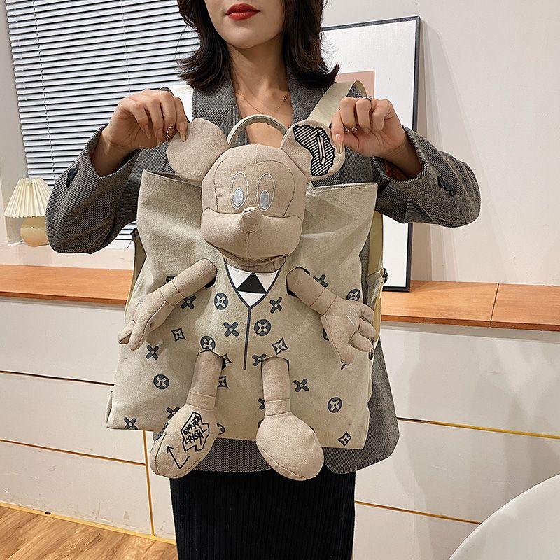 Product Introduction of Ba Lô Vải Bố Búp Bê Mickey, Thời Trang, Phong Cách Phương Tây Thường Ngày Sức Chứa Lớn, Thích Hợp Đi Du Lịch, Túi Đi Học Học Sinh, Hàng Mới Về Năm 2024 Nam Bag Backpack Đeo Vai 1