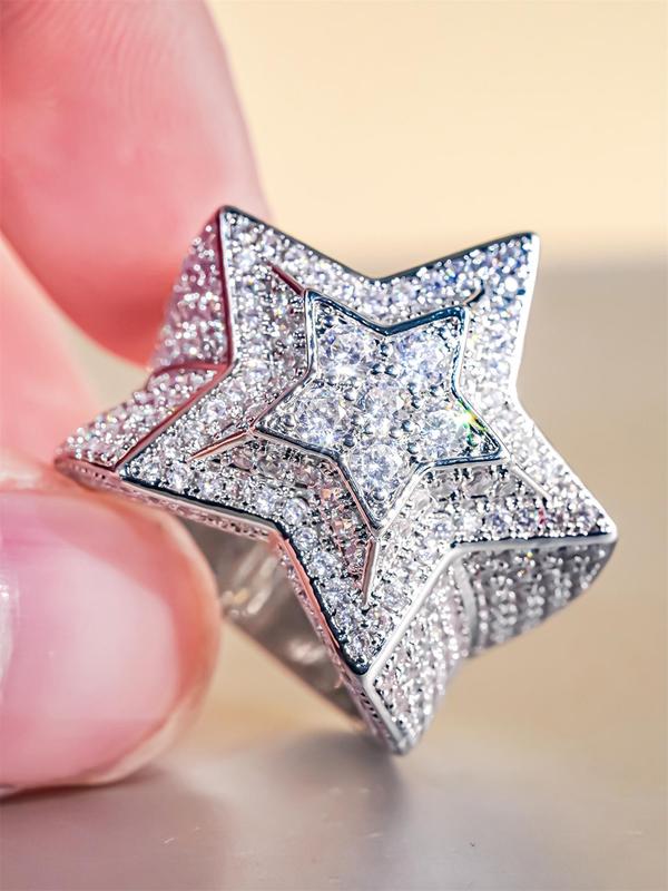 Star Design Rhinestone Decorated Ring, Fashion Accessories for Women & Girls, Trendy All-match & Exquisite Jewelry for Birthday Gift 4