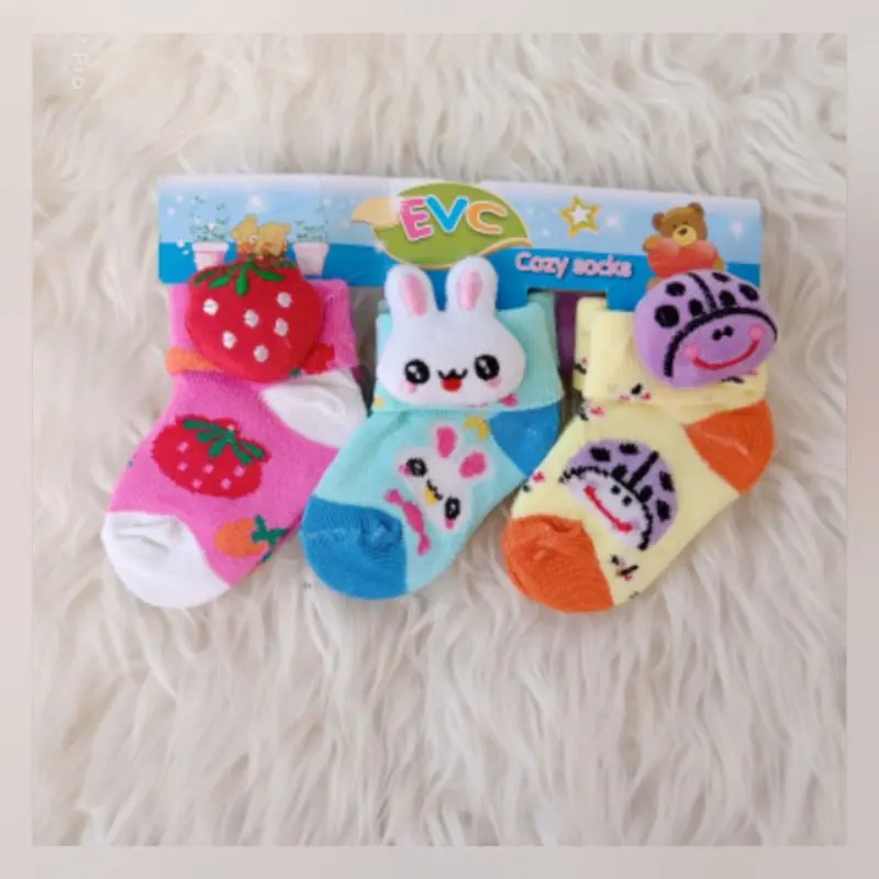 ( 3 pasang ) Kaos Kaki Bayi Motif  Lucu Boneka Karakter