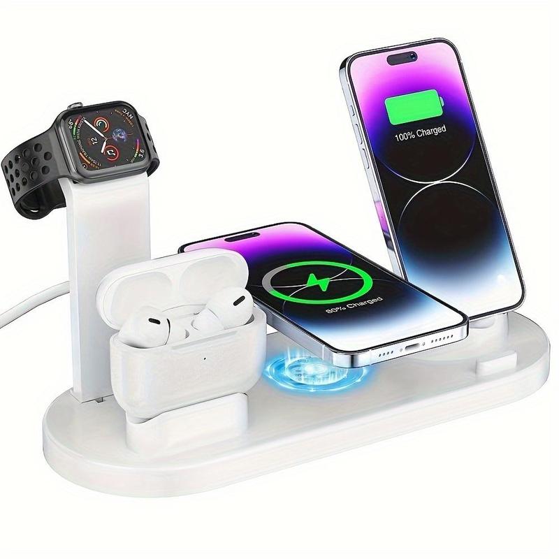 15W Wireless Charging Station, Foldable Charger Stand, Multifunctional Charging Station for iPhone & Samsung & Apple Watch & AirPods 7
