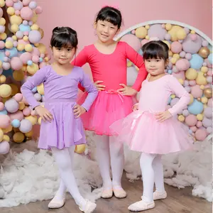 Leotard Ballet Gym Dance Long Sleeve Bow Tie